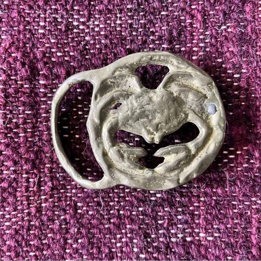 Vintage Belt Buckle Astrology Crab Cancer 70s
